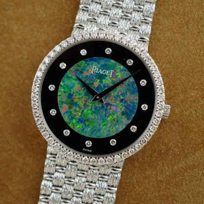 Piaget | white gold oval automatic bracelet watch with jade dial