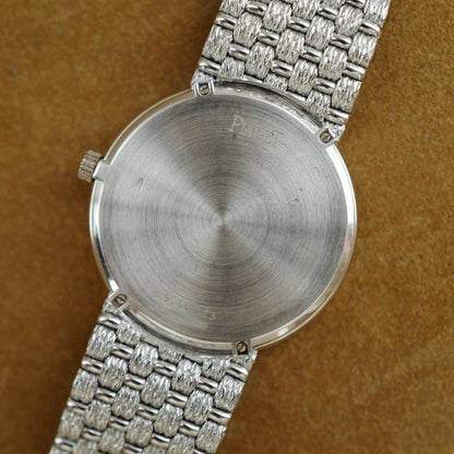 Piaget | white gold oval automatic bracelet watch with jade dial