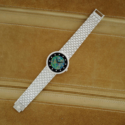 Piaget | white gold oval automatic bracelet watch with jade dial
