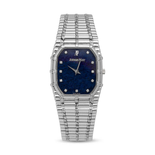 Audemars Piguet Bamboo 27mm Factory Diamond Lapis Dial 18K White Gold Watch