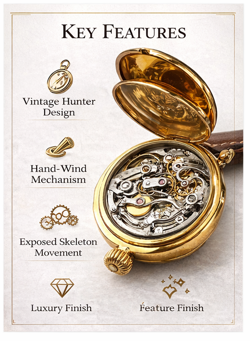 ⌚ Vintage Hunter Skeleton Watch \ Timeless Design. Modern Precision.