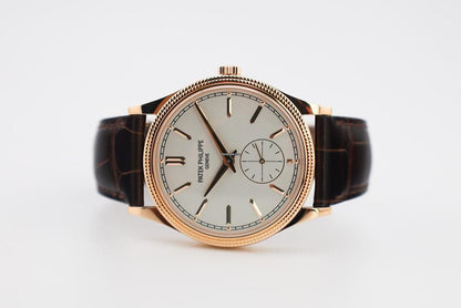Patek Philippe Calatrava 39mm Rose Gold White Dial Brown Crocodile Strap