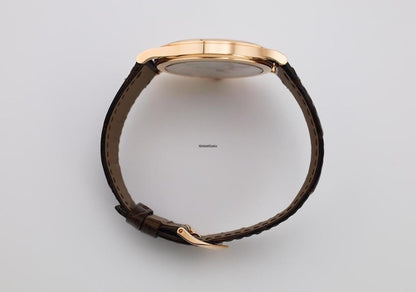 Patek Philippe Calatrava 39mm Rose Gold White Dial Brown Crocodile Strap