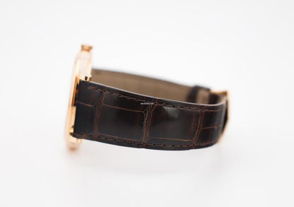 Patek Philippe Calatrava 39mm Rose Gold White Dial Brown Crocodile Strap