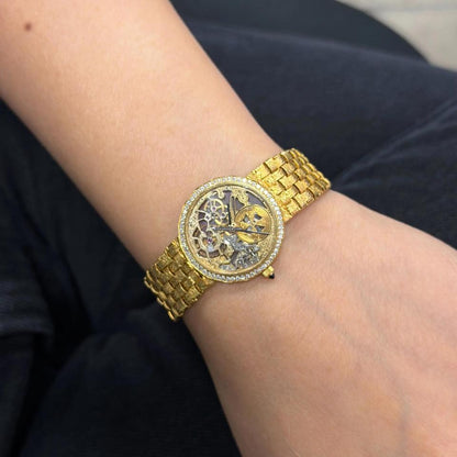 Vintage Skeletonized Diamond-Set Mechanical Dress Watch