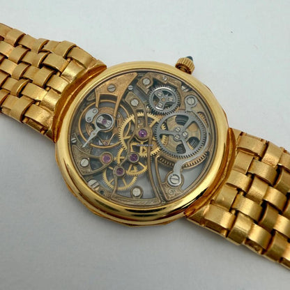 Vintage Skeletonized Diamond-Set Mechanical Dress Watch