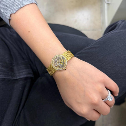 Vintage Skeletonized Diamond-Set Mechanical Dress Watch
