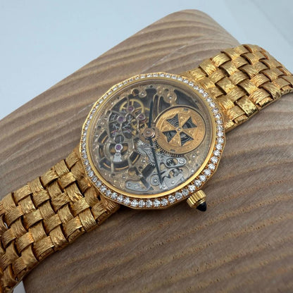 Vintage Skeletonized Diamond-Set Mechanical Dress Watch