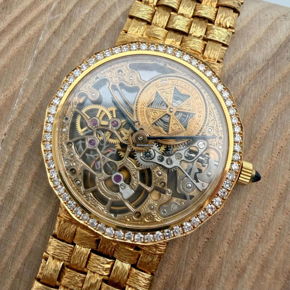 Vintage Skeletonized Diamond-Set Mechanical Dress Watch
