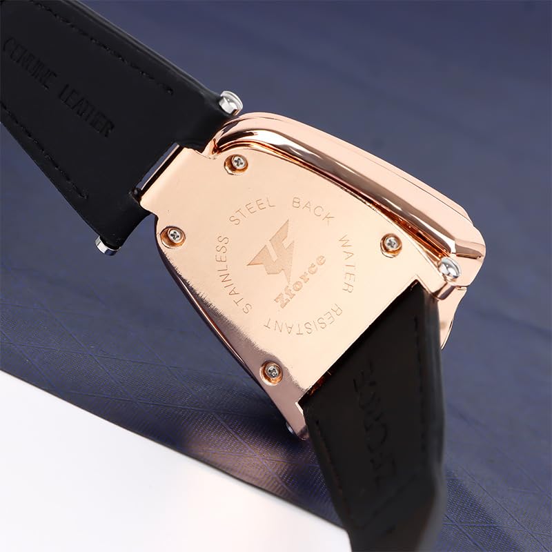 Mastyle® Men's Quartz Watch with Diamond Rose Gold Glass Dial Black Strap and Waterproof Watch|B0FLCRWTL1