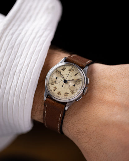Vintage Jaeger-LeCoultre Chronograph, Bi-Compax, Large Breguet Arabic Numerals, Original Radium Dial, Ref. 5184, Cal. 285