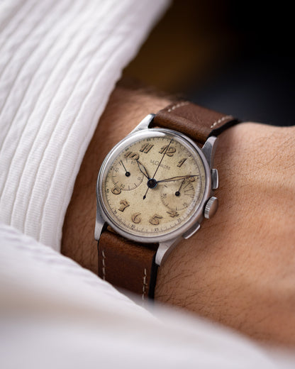 Vintage Jaeger-LeCoultre Chronograph, Bi-Compax, Large Breguet Arabic Numerals, Original Radium Dial, Ref. 5184, Cal. 285