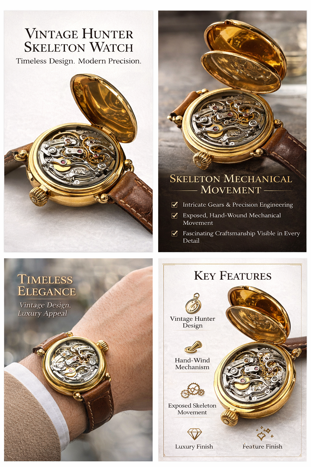 ⌚ Vintage Hunter Skeleton Watch \ Timeless Design. Modern Precision.