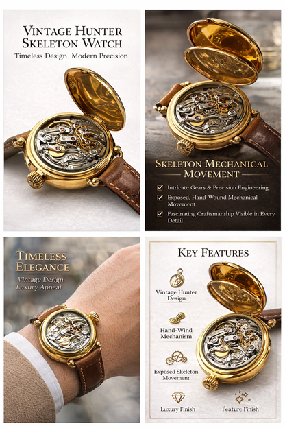 ⌚ Vintage Hunter Skeleton Watch \ Timeless Design. Modern Precision.