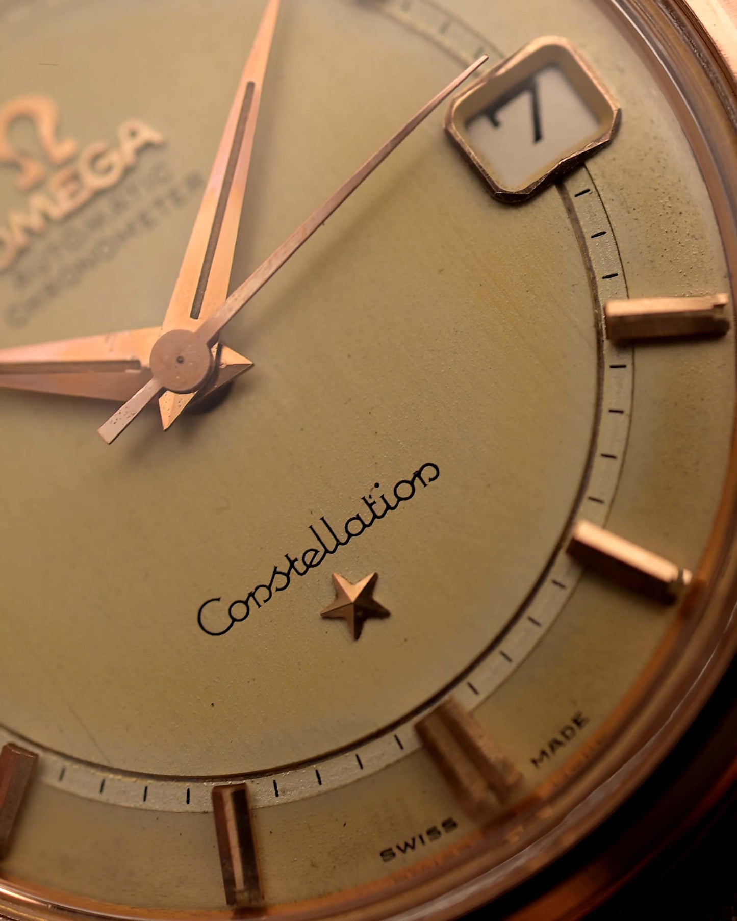 Omega Constellation Railroad 18k Rose 1960s