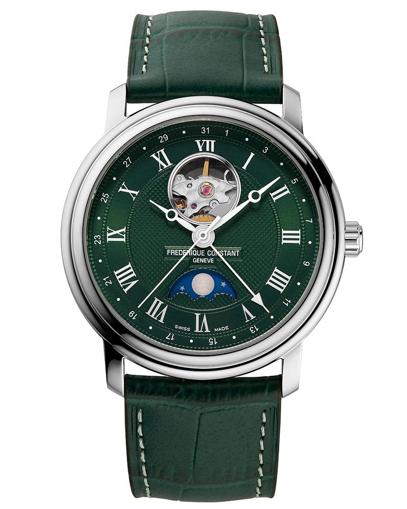 Frederique constant Men Classics heart beat moonphase date Round Green Watches