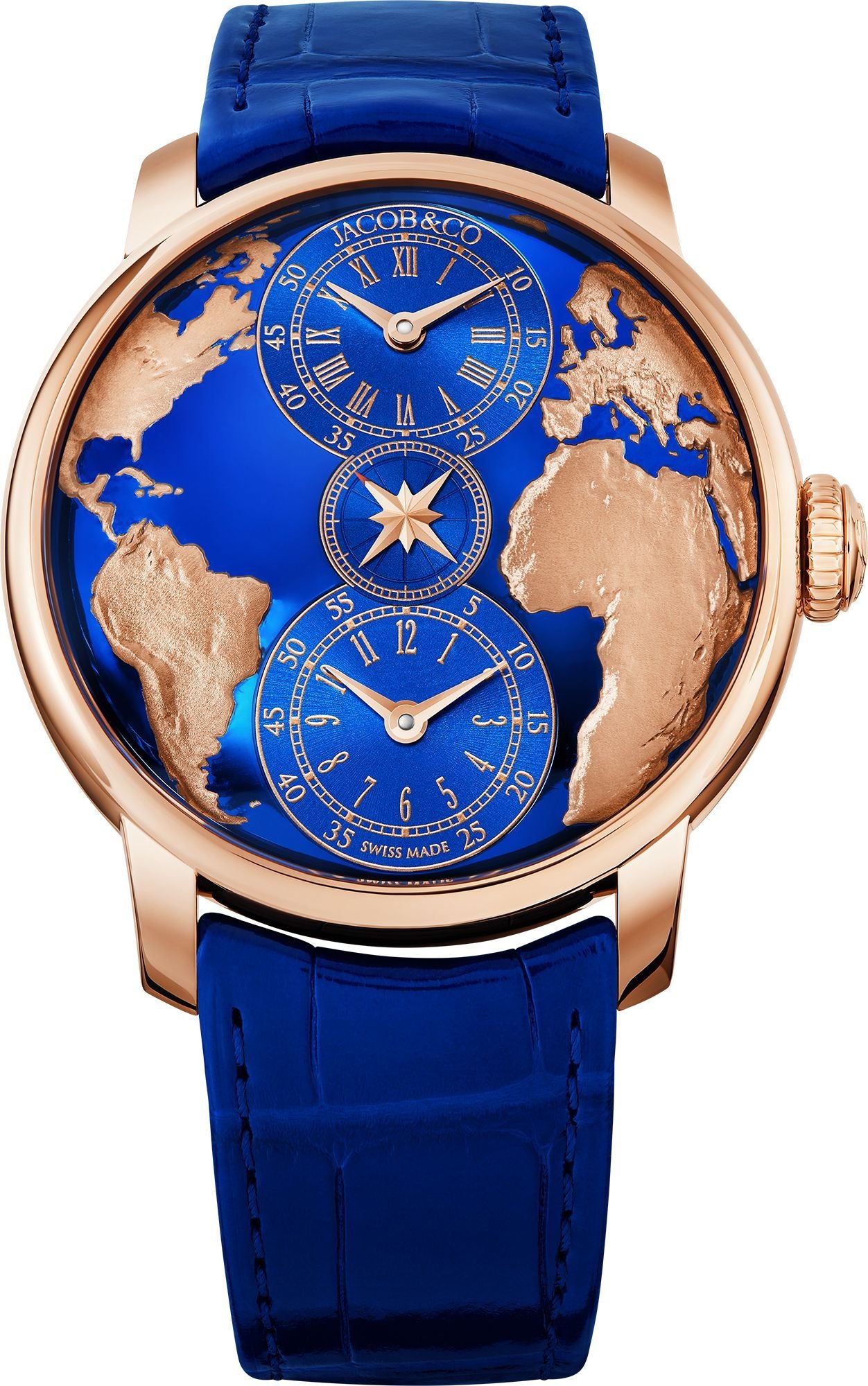 Jacob & Co. The World Is Yours Dual Time Zone  Blue Dial 43 mm Automatic Watch For Men - 1
