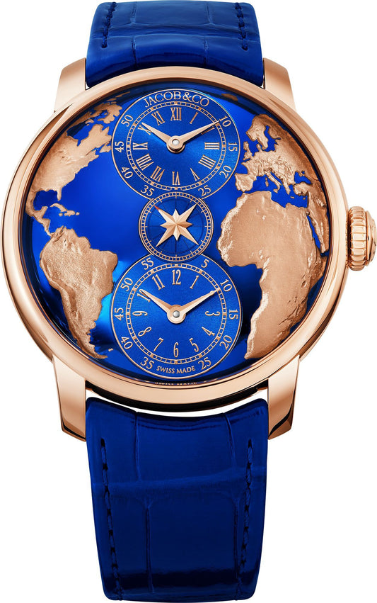 Jacob & Co. The World Is Yours Dual Time Zone  Blue Dial 43 mm Automatic Watch For Men - 1