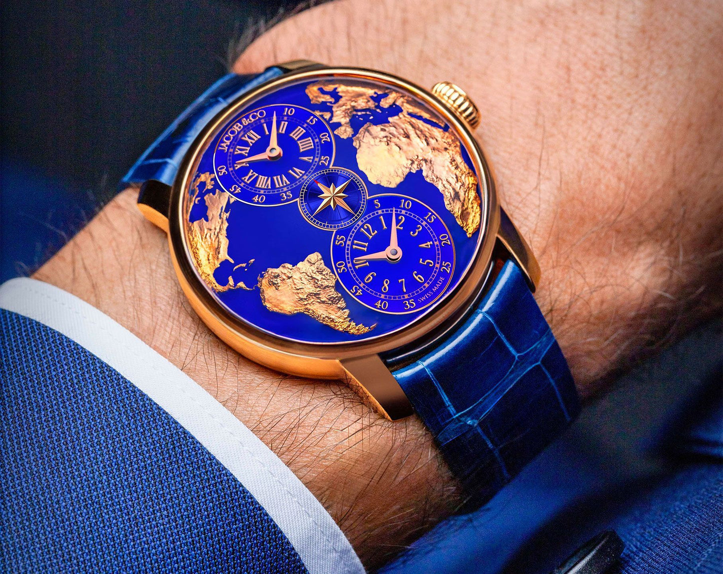 Jacob & Co. The World Is Yours Dual Time Zone  Blue Dial 43 mm Automatic Watch For Men - 6