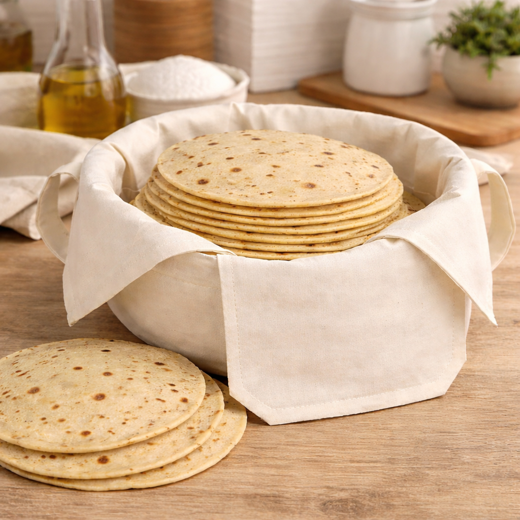 Premium Cotton Double Layer Roti Wrap with Flaps