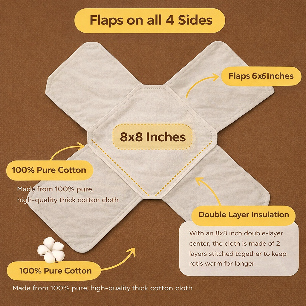 Premium Cotton Double Layer Roti Wrap with Flaps