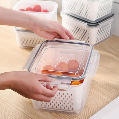 Stackable Fridge Containers with Strainer Basket