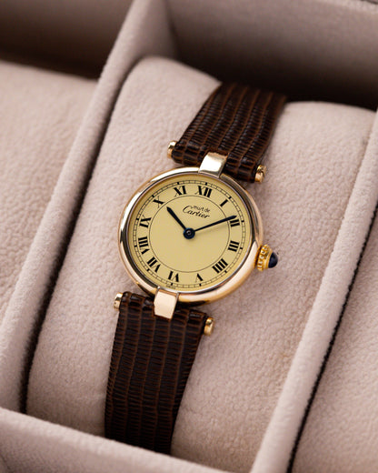 Vintage Cartier Must de Cartier Vendome, Ref. 590004, Ladies Watch, Vermeil Case, Roman Dial - DuMarko