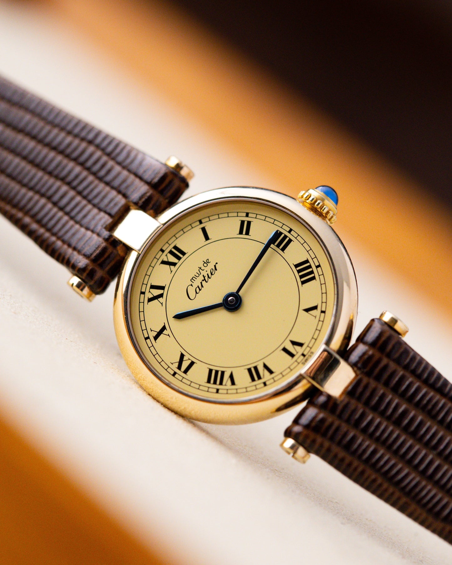 Vintage Cartier Must de Cartier Vendome, Ref. 590004, Ladies Watch, Vermeil Case, Roman Dial - DuMarko